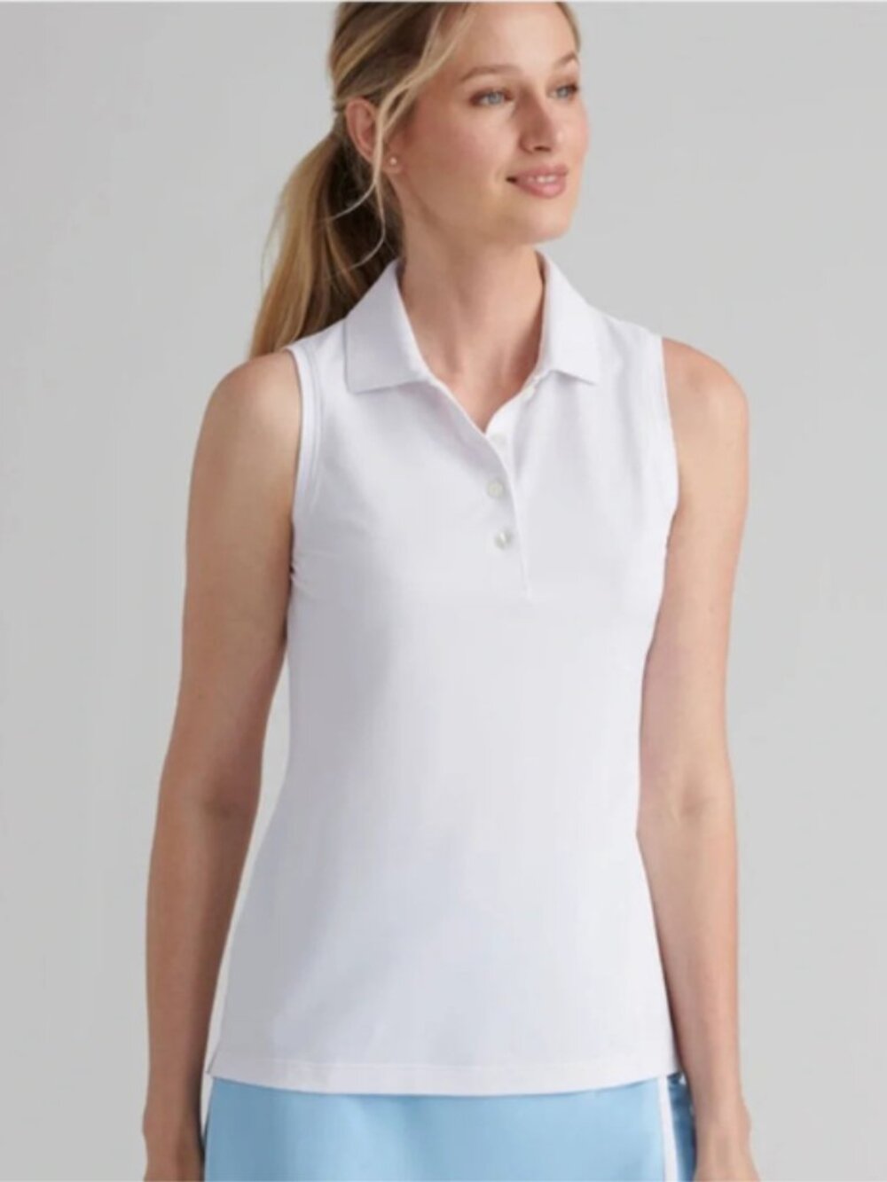 Peter Millar NWT Women's White Banded Sports Mesh Sleeveless Golf Polo, Size XL